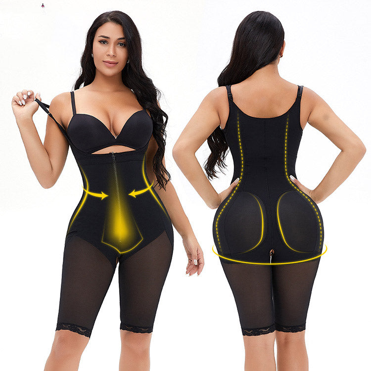 Sling Lengthened One-Piece Belly Contracting Hip Lifting Large Size Breasted Zipper Corset