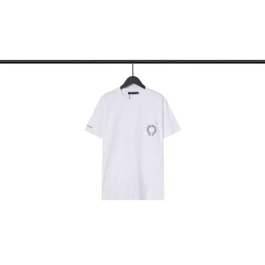 CHH Chrome Heart T Shirts Blue Cross Loose Crew Neck Short Sleeve