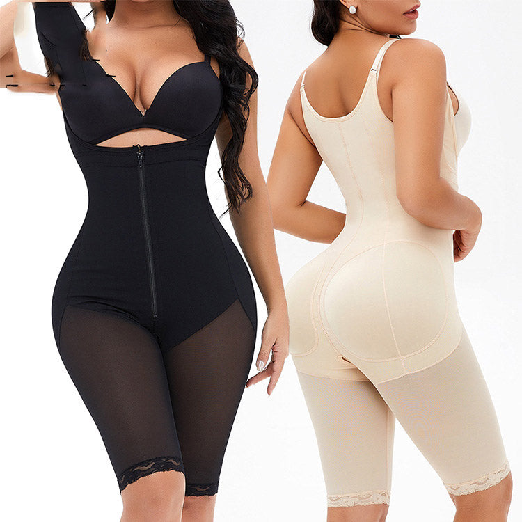 Sling Lengthened One-Piece Belly Contracting Hip Lifting Large Size Breasted Zipper Corset