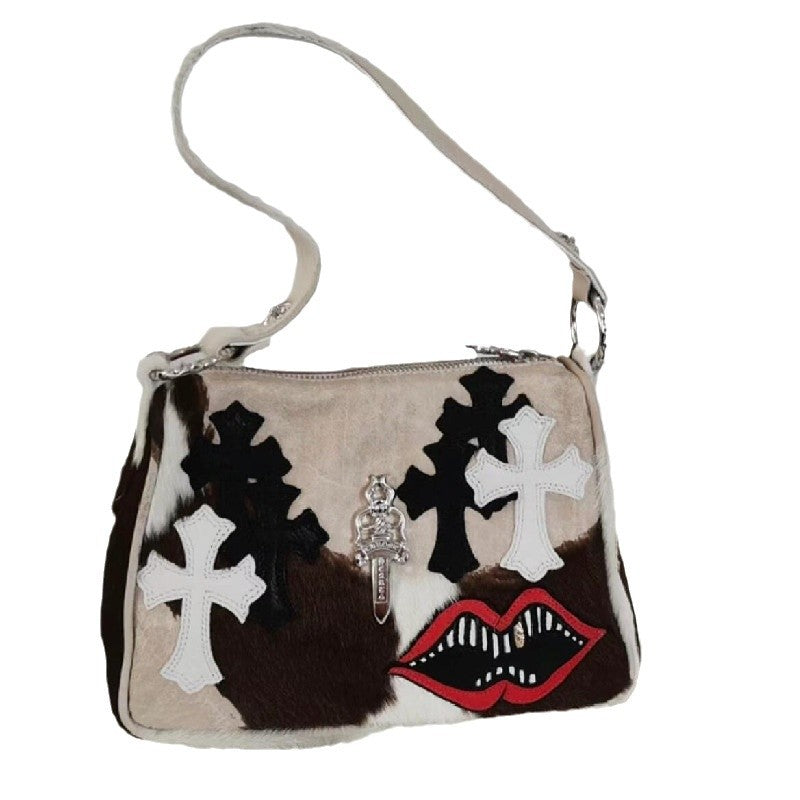 Chrome Heart Leather Bag Autumn/Winter Underarm Bag