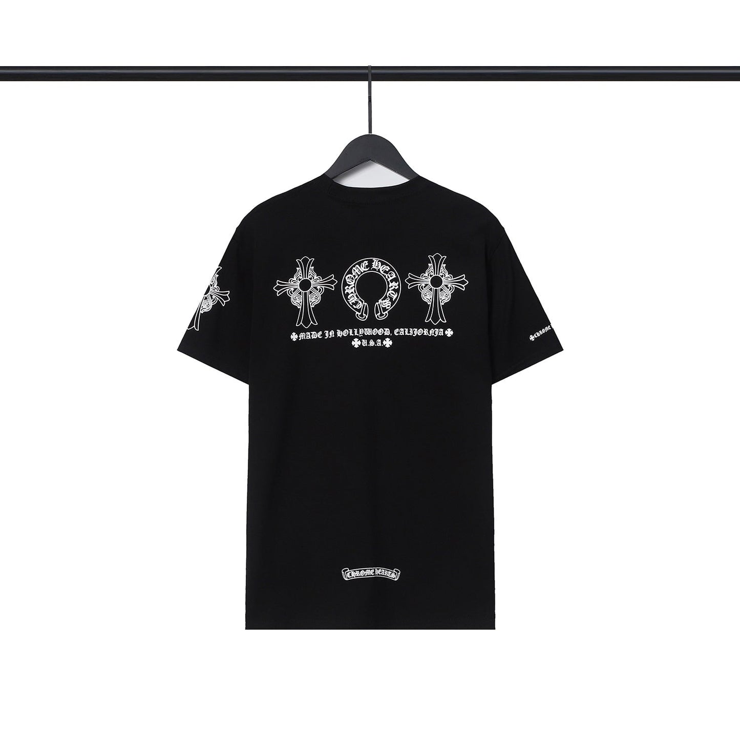 CHH Chrome Heart T Shirts Chrome Hearts Cross Sanskrit Print Short Sleeve Crew Neck T-Shirt
