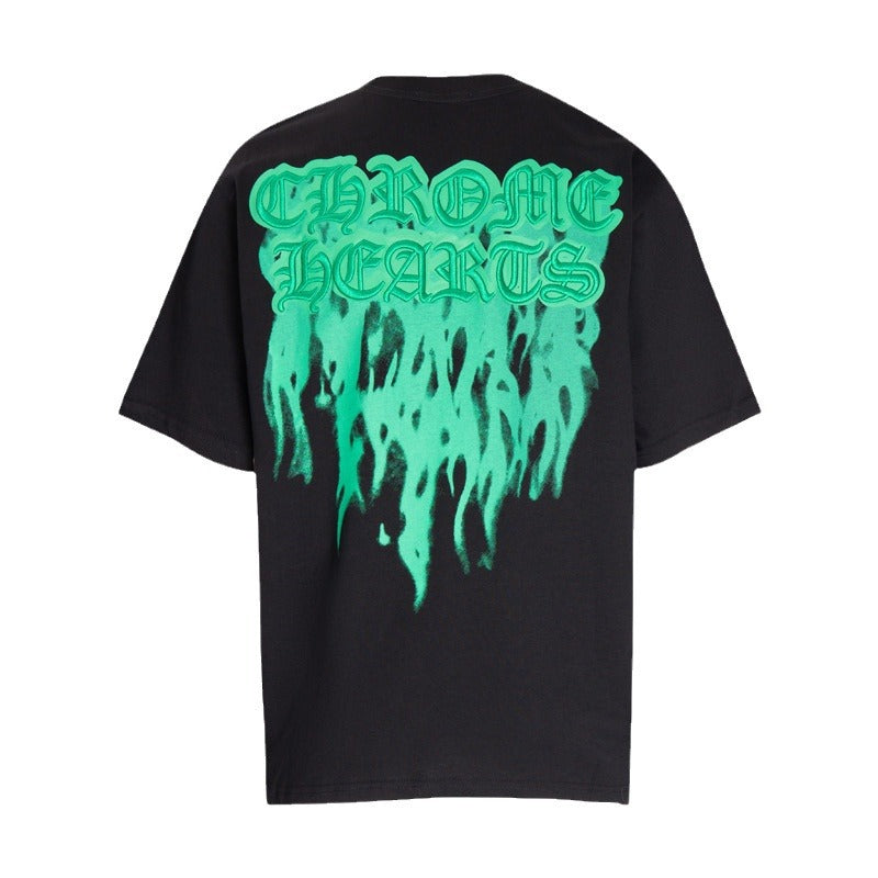 CHH Chrome Heart T Shirts Croix Flame Sanskrit Embroidery Printed T-Shirt Fashion Short Sleeve