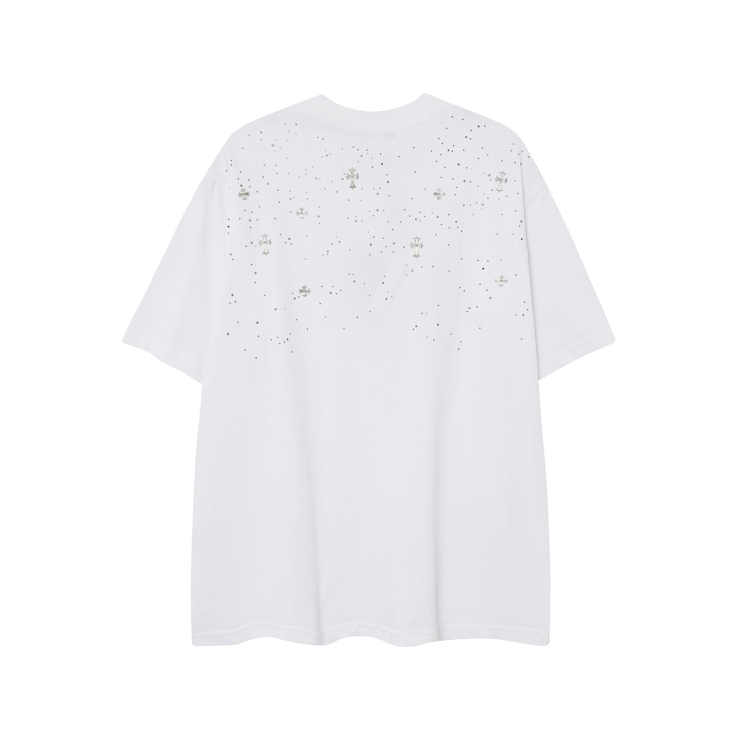 CHH Chrome Heart T Shirts CH Gypsy Hot Diamond Cross Crew Neck Short Sleeve T-Shirt