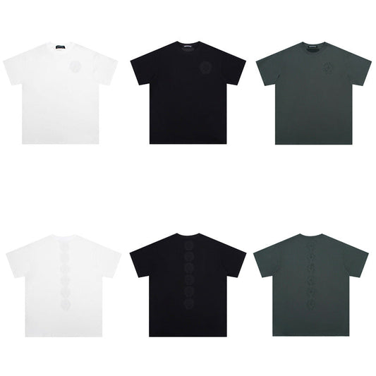 CHH Chrome Heart T Shirts Crowe Cross Print Short Sleeve T-Shirt Loose