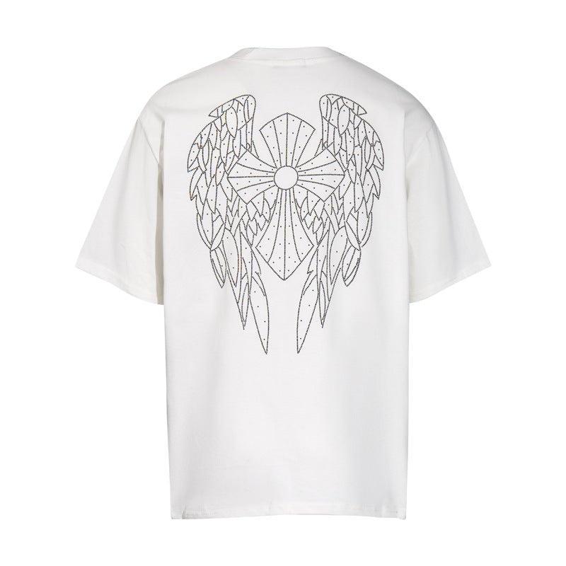 CHH Chrome Heart T Shirts T-Shirt Hot Diamond Angel Wings Cross Cotton Short Sleeve