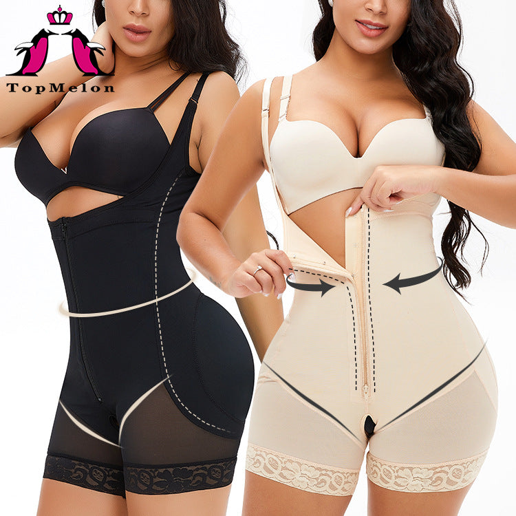 Sling One-Piece Belly Contracting Hip Raise Skinny plus Size Breasted Zipper Corset