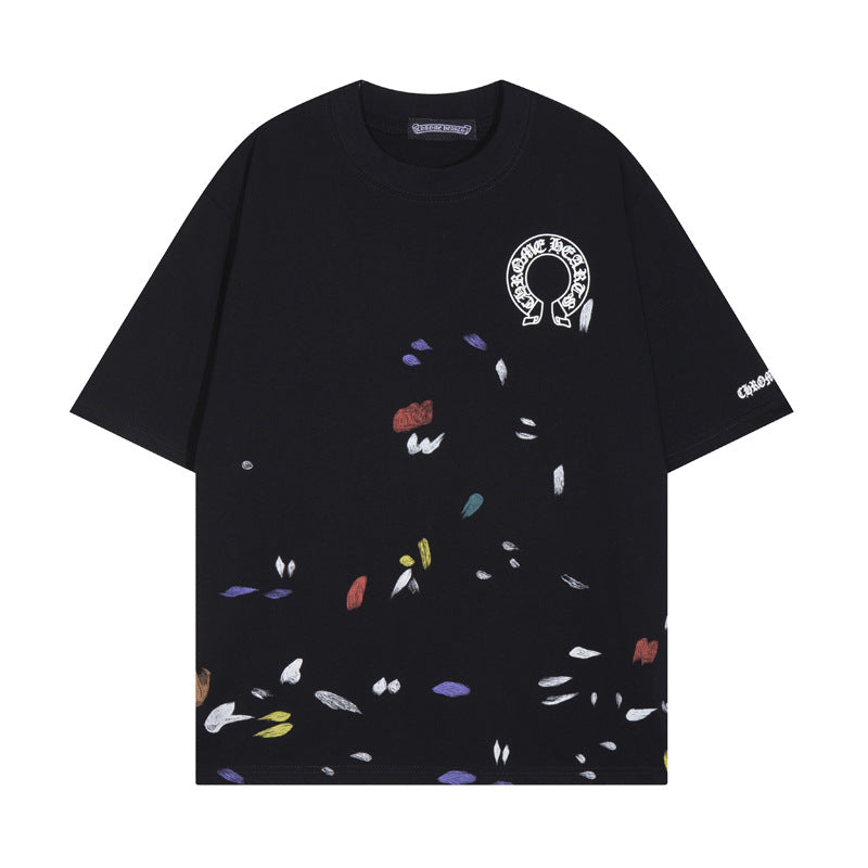 CHH Chrome Heart T Shirts Croix Cross Sanskrit Embroidery Versatile Casual Loose