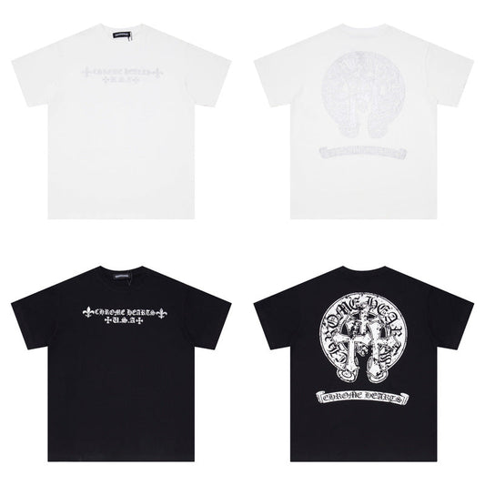 CHH Chrome Heart T Shirts Croix Sanskrit Cross Horseshoe Old T-Shirt