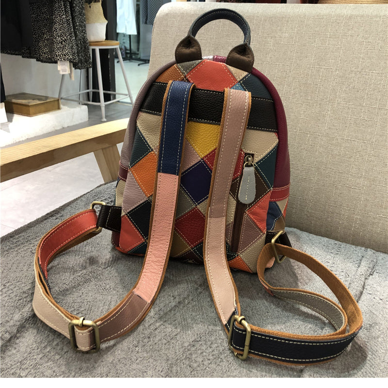 Chrome Heart Leather Bag Handmade Contrast Cowhide Bag Backpack