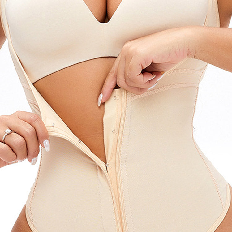 One-Piece Waist Slimming and Hip Lifting Body Shaping Large Size Breasted Zipper Corset
